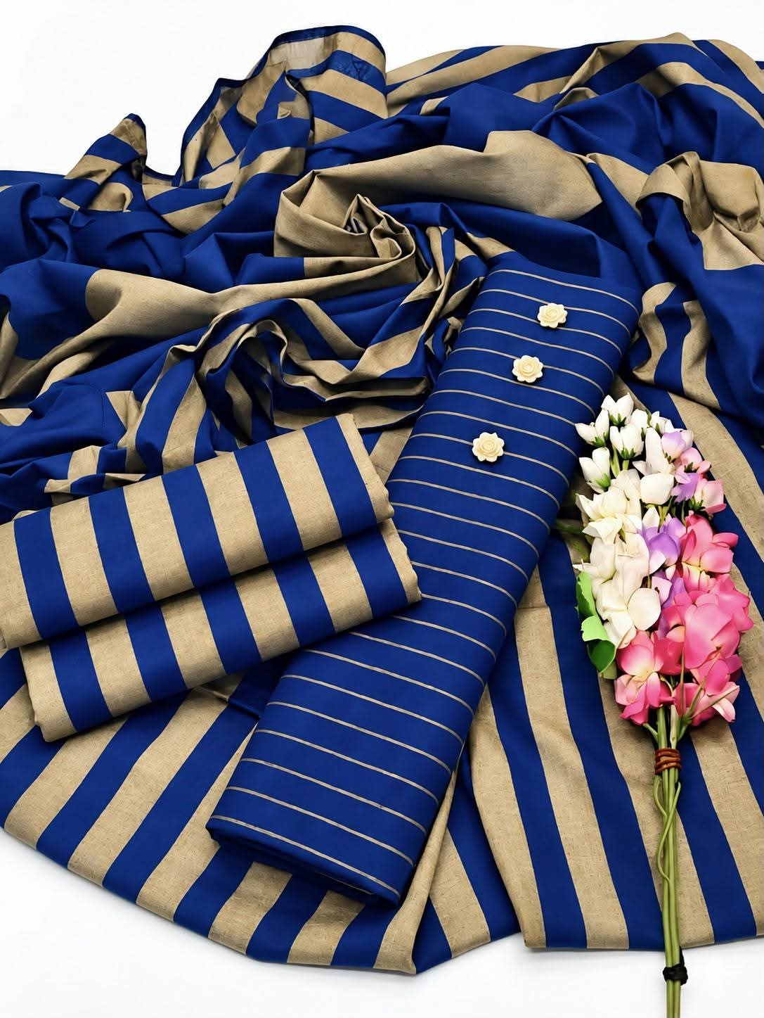3pc Multani Susi Suit (Blue Golden)