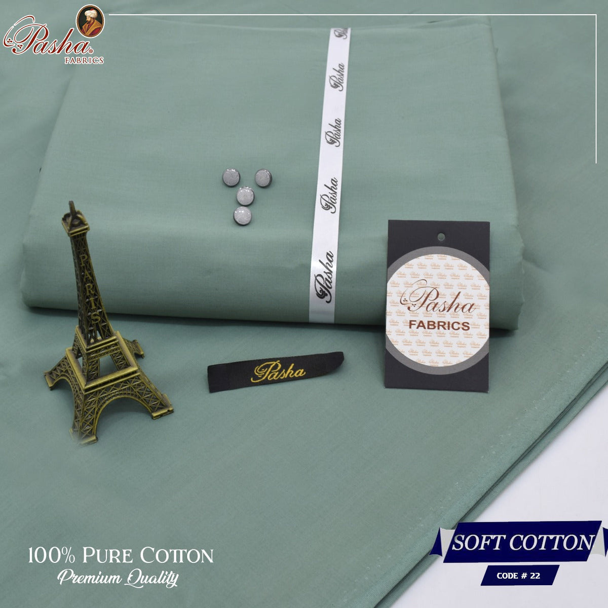 Pasha soft cotton suit for men in  light green grayish
