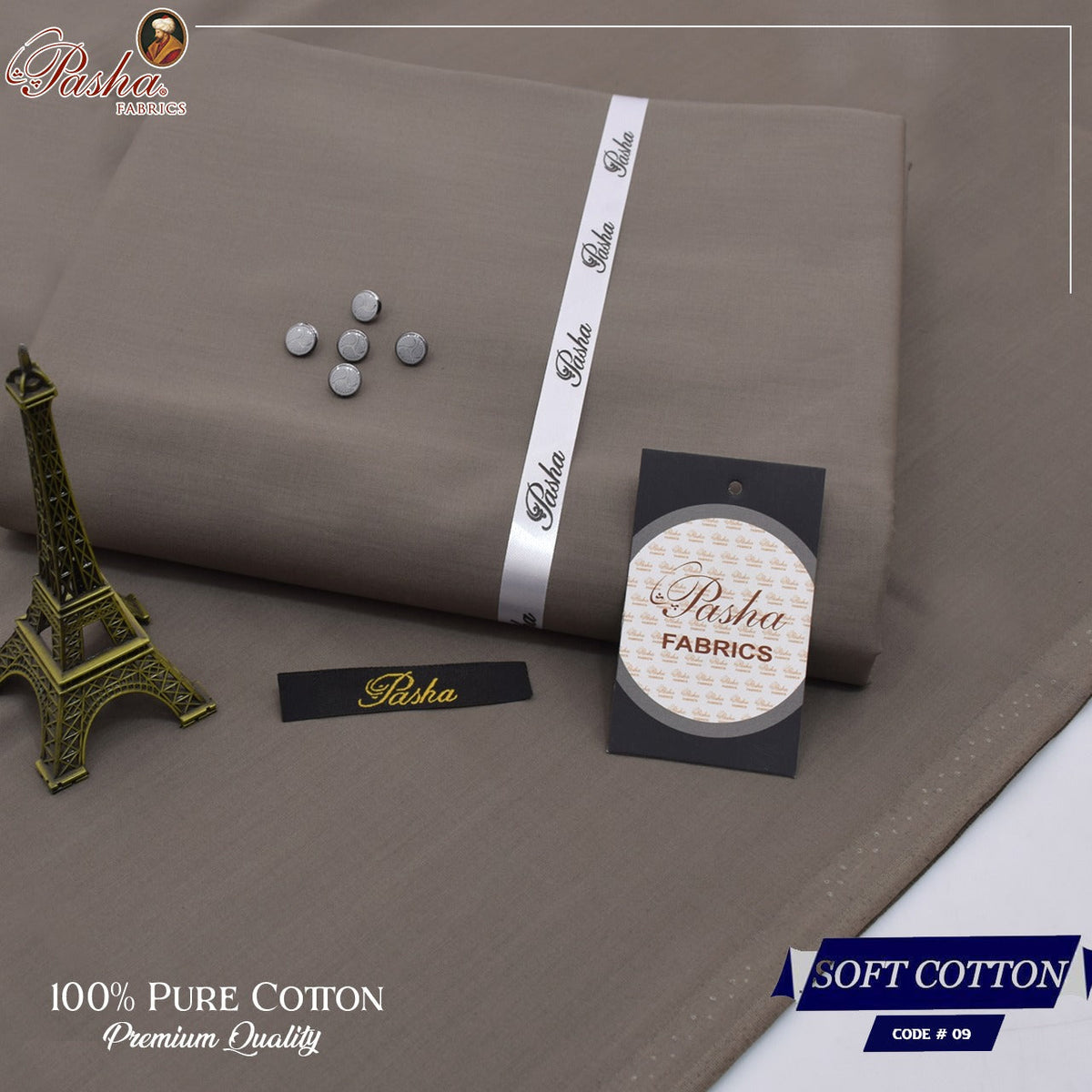 Pasha soft cotton suit for men in brown gray shade