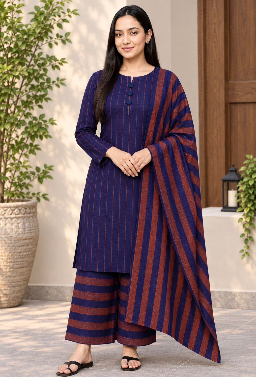 3pc Multani Susi Suit (Purple Orange)