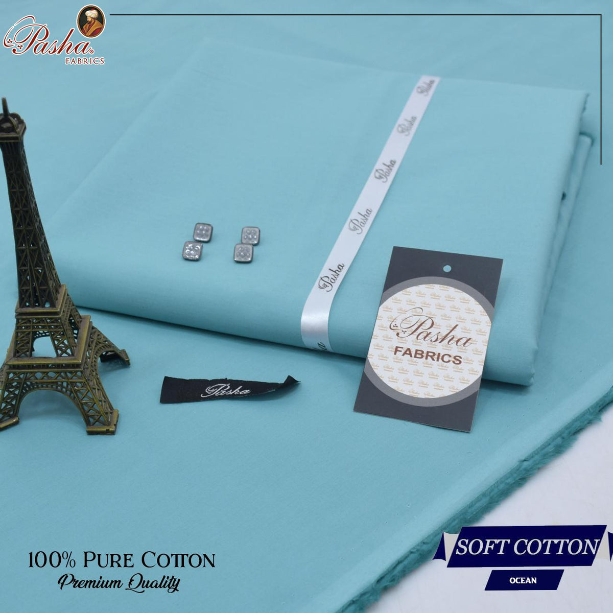 Pasha soft cotton suit for men in ocean blue