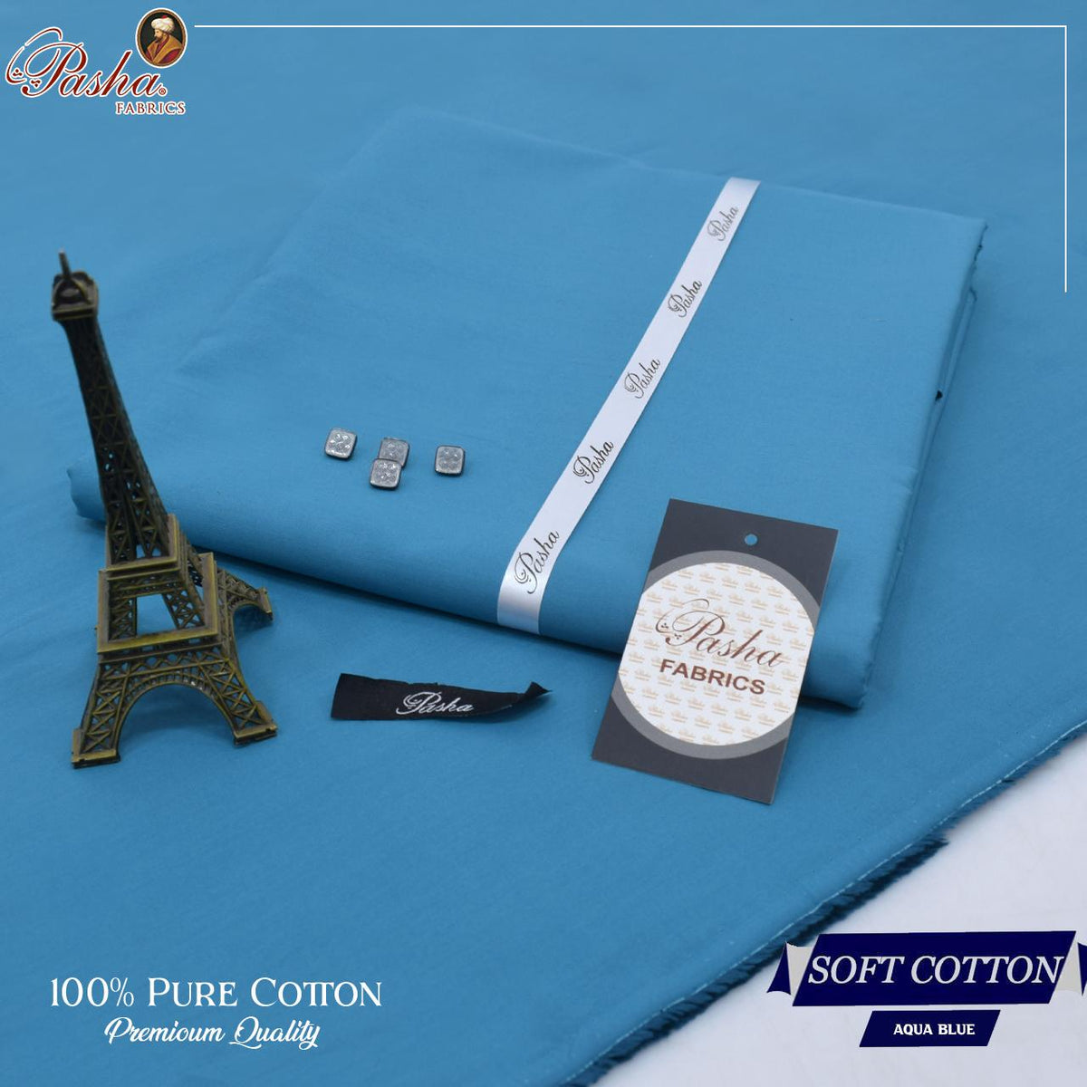 Pasha soft cotton suit for men in aqua blue
