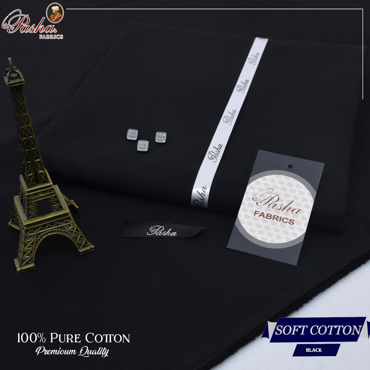 Pasha soft cotton suit for men in jet black