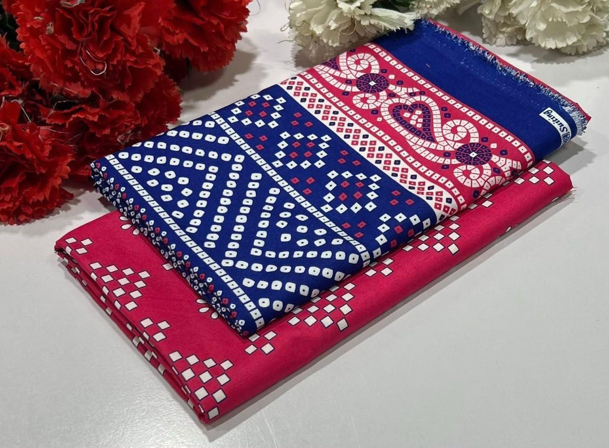 Ladies 2 piece suit with shirt in royal blue and a pink paisley trouser.
